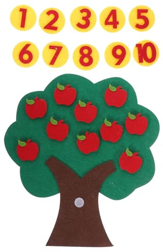 MAGICLULU Felt Apple and Number Tree, Kids Math Numbers Counting Game Toy Set, Toddler Felt Board for Preschool Early Educational Classroom and Home Learning Aid