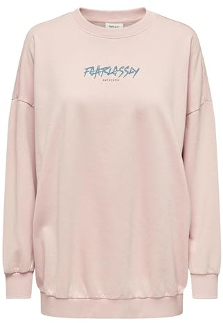 ONLLUCINDA L/S AUTENTIC O-hals SWT, Silver rosa/tryck: felfri ranch, M