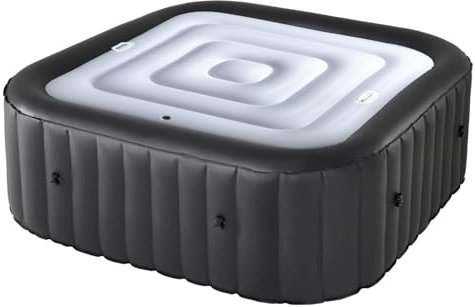 4.3 Ft Inflatable Hot Tub Cover Square Energy Saving Spa Lid Enclosure with Quick and Easy Inflation and Deflation Valve Windproof Rain Insulated Lid Retain Heat and Protect Hot Tub