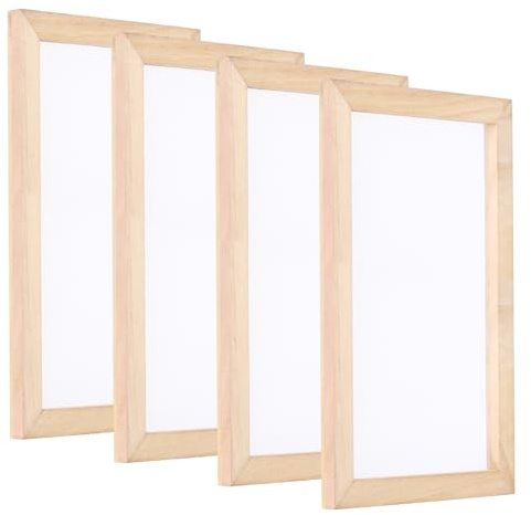 PATIKIL Tamaños B5 Pantalla de Madera para Hacer Papel 4 Piezas 10.2 x 6.3 Molde Individual para Hacer Papel y Marco de Suministros para Hacer Papel Artesanal DIY Color Madera