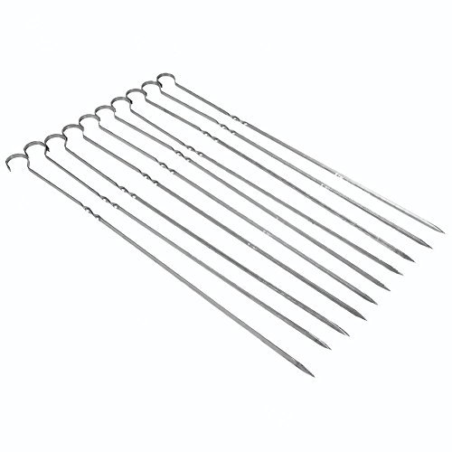 Aladeno Brochetas para Barbacoa, 10 Piezas Brochetas de Kebab para Asar Brocheta de Metal, Parrilla Reutilizable Plateada Palillos para Barbacoa para Cocina, Fiesta y Cocina al