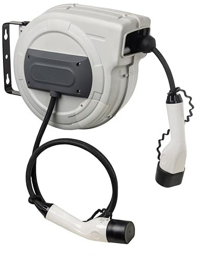 as - Schwabe Aufroller für Typ 2 Elektroauto-Ladekabel 8 m - 11 kW / 400 V / 16 A / 3-phasig - Elektroauto-Ladekabelaufroller 180 Grad schwenkbar - E-Auto EV/PHEV Modus 3 Ladekabel - IP44, 65161