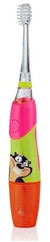 Brush-Baby KidzSonic Toothbrush for Kids Children Toddlers 3+ Years | Soft Bristles & Replaceable Brush Head| Two Minute Smart Timer | Easy Brushing with Light Handle | AAA Battery Powered | Pink