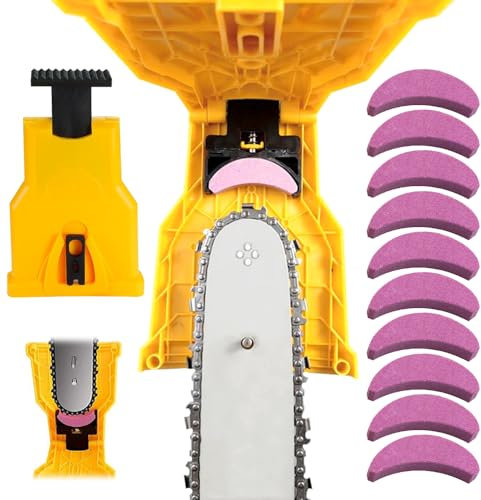 HIULLEN Afilador de cadena de motosierra, afilador para motosierras con 10 piedras para afilar, universal Chainsaw Sharpener, kit de afilado de cadena de motosierra para cortacésped, cortacésped,