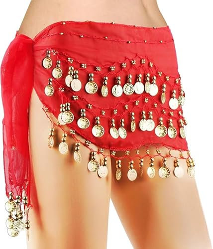 boocooberg Bauchtanz Hüfttuch,Piratenkostüm Damen,Bauchtanz Kostüm,Piraten Accessoires Damen,Wahrsagerin Kostüm,Schal mit 128 Goldmünzen für Yoga, Bauchtanz, Zumba, Latin Dance