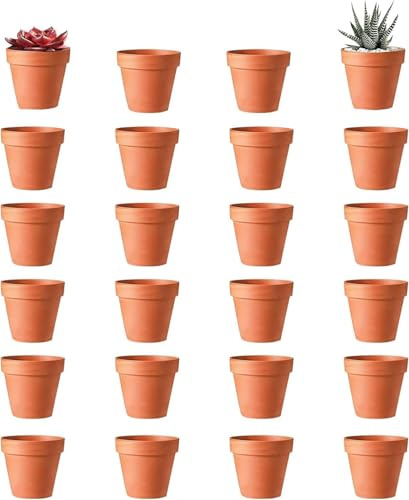 SZKKQKJ 20 vasi in terracotta per fiori, in terracotta (4 × 4,5 cm), con foro di scarico, per interni ed esterni, per piante, riutilizzabili