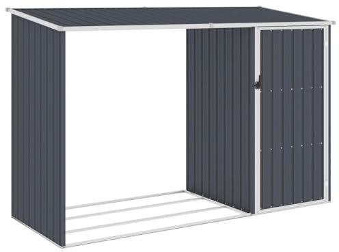 Myheimly Garten Brennholzlager Kaminholzunterstand Brennholzregal Unterstand Gerätehaus Gartenhaus Schuppen 245x98x159cm Verzinkter Stahl Anthrazit,Stil B
