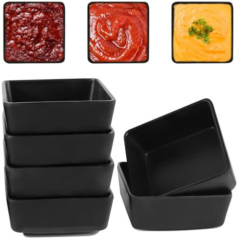 YGKYMVW Dipschalen Set, 6 Stück 9cm Quadratische Schälchen für Sojasauce, Dip, Snack, Sushi - Schwarze Saucenschälchen für Soße, Gewürze und Beilagen