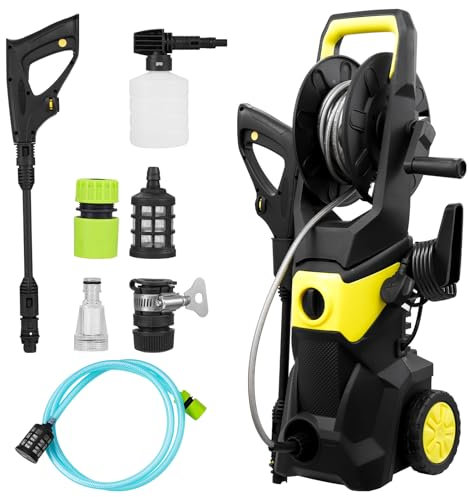 Bellanny Hidrolimpiadora sin Cable | 2200W 150Bar Limpiadoras a presión | Pistola de lavado de alta presión, Pulverizador de Espum,2 batería,540 l/h,2 en 1 Boquilla,5m Manguera,para Coche,Suelo,jardín