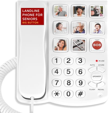 Uvital Big Button Phone for Seniors, Corded Landline Phone-Speakerphone