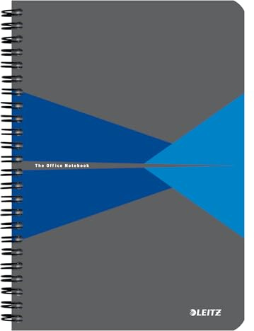 Leitz Office Quaderno quadretti A5, copertina in cartone, rilegatura a spirale, apertura a 360 gradi, 180 pagine/90 fogli,carta certificata FSC (80 g/m²),per ufficio e scuola, Blu, 44581035