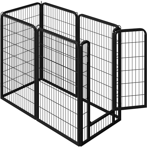 Abician Parc pour Chien 71 x 120 cm Enclos Parc 6 Panneaux pour Petit Animal Chien Chiot Lapin Canard Exterieur avec Porte