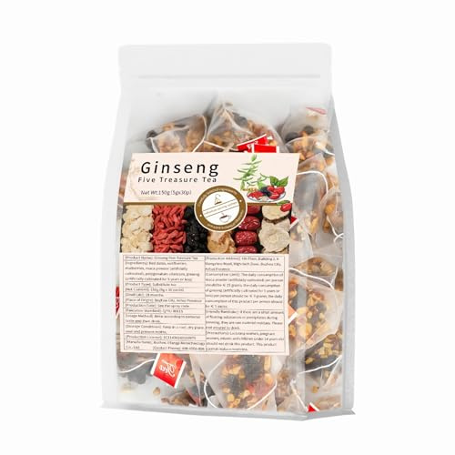 Ginseng Five Treasure Tea - Premium Örtblandning, Traditionell Formel Med Fem Ingredienser, Naturlig Dryck För Daglig Avkoppling Och Förfriskning