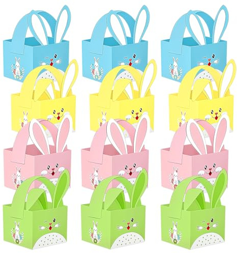12pz Cestini Pasquali per Bambin, Cestino Pasquale in Carta con Manic, Cesto Pasquale per Piccoli Oggetti e Decorazione