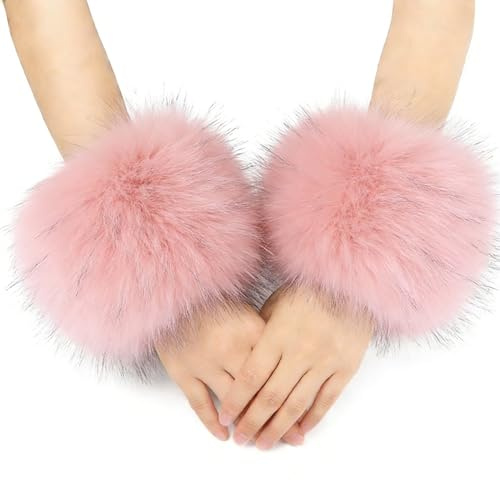 Mangas de invierno de felpa de 3.8 pulgadas, puños peludos para muñecas, puños aislantes cálidos, pulseras peludas de, pulseras peludas para mujeres, niñas, fiestas de vacaciones, patinaje sobre