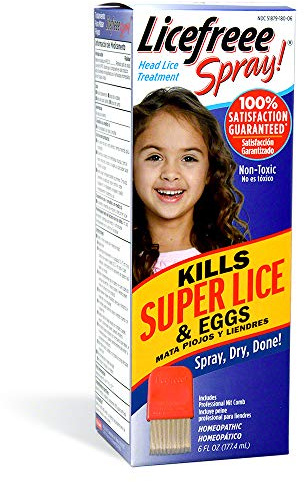 Licefreee Lice Spray for Kids Hair, Includes Professional Metal Nit & Lice Comb for Kids, Kills on Contact, 6 Fl Oz