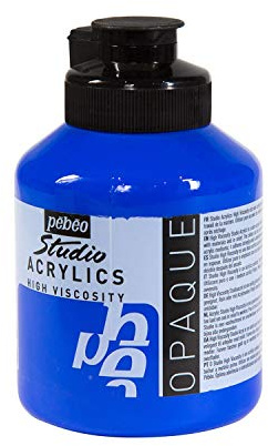 Pebeo Studio Acrylfarbe, 500 ml Acryl Feinstudio Undurchsichtige Kobaltblau-Imitation, Blau