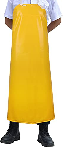Surblue Waterproof Rubber Vinyl Apron, 43 Heavy Duty Aprons, Anti-Corrosion Rubber Apron, Project Industrial Chemical Resistant Work Safe Clothes, Butcher, Dishwashing, Lab Work, Dog Grooming, Yellow