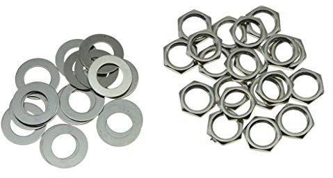 KAISH 20pcs USA thead Guitar Input Output Jack Socket Nut and Washer Guitar Jack Nuts for Switchcraft Sockets Nickel