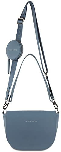 bugatti Almata Schultertasche für Damen, Umhängetasche aus hochwertigem Kunstleder, blau