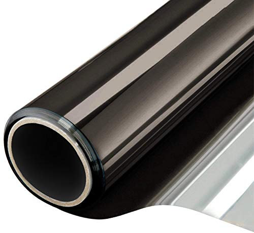CHEIGHY Fensterfolie Sichtschutz Spiegelfolie Statisch Haftend Privatsphäre Tönungsfolie Fenster Verspiegelte Folie uv Schutzfolie für Büro Haus Schlafzimmer (Schwarzes Silber, 44.5 x 400 cm)