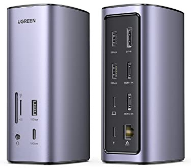 UGREEN Revodok USB C Docking Station, 12-in-1 Triple 4K Display, 100W PD Charging, 10Gbps USB-C and USB-A Data Ports, Ethernet, SD/TF, 3.5mm for MacOS and Windows