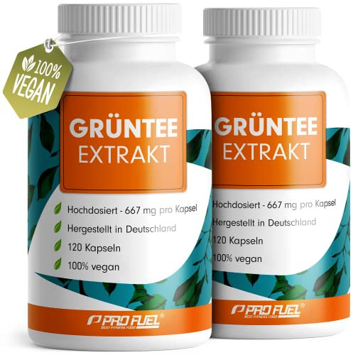 Grüntee Extrakt 240x Grüner Tee Kapseln - 1333 mg pro Tag, davon 600 mg EGCG - Grünteekapseln hochdosiert + Schwarzer Pfeffer - Grüner Tee Extrakt mit 95% Polyphenolen - 100% vegan - 2x120 Kapseln
