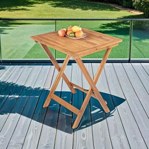SAM Gartentisch Blossom, Akazienholz massiv & geölt, Klapptisch 60x60 cm, Holztisch für Balkon, Terrasse, Wintergarten oder Garten, pflegeleichtes Unikat