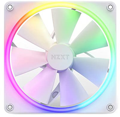 NZXT F140 RGB Fans - RF-R14SF-W1 - Erweiterte Anpassung der RGB-Beleuchtung – Flüsterleise Kühlung – Single (RGB-Lüfter und Controller ERFORDERLICH & NICHT ENTHALTEN) -140mm-Lüfter – Weiß