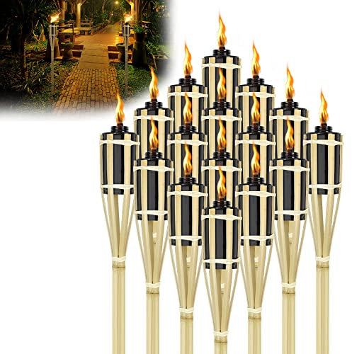 LZQ Lot de 36 torches de jardin pour l'extérieur - 90 cm - Torches de jardin, à huile, en bambou - Pour décoration extérieure