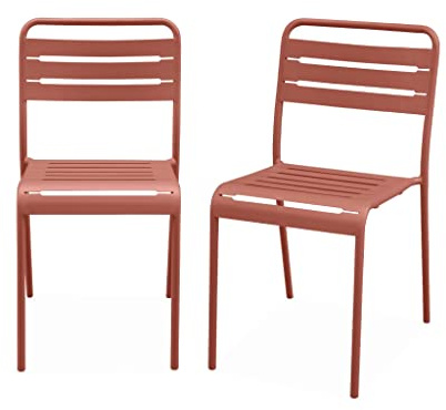 Alice's Garden - Lot de 2 chaises de Jardin Acier. 2 Places. Terracotta. Amelia. L44 x P52 x H79cm