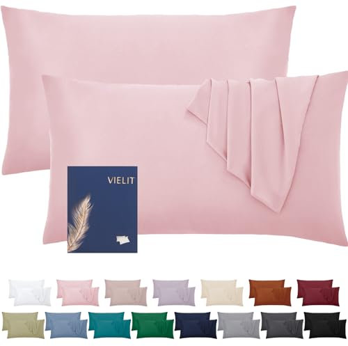 Kissenbezug 40x60 Öko-Zertifikat Weich Kissenbezüge 40x60 2er Set Mikrofaser Kissenbezug 60x40 Rosa Kissenhülle Für Kissen 40x60 Resistent Hypoallergen Vielit