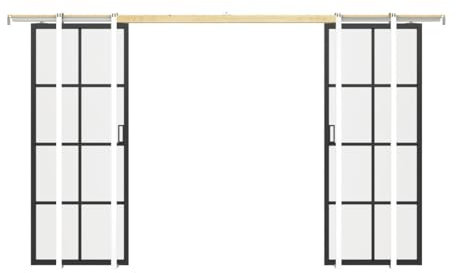 Vente-unique-Puerta corredera doble en aluminio y vidrio templado esmerilado - 2 x Alt. 205 x L83 cm - WILDEN II