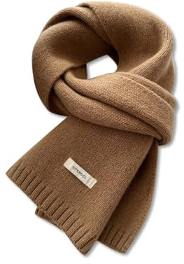 LumiSyne Hiver Écharpe Tricoté Pour Femmes Hommes Écharpe En Laine Australienne Couleur Unie Simple Tricot Côtelé Longue Echarpe Pashmina Doux Chaud Écharpe à Col Cache-Cou 160×20cm