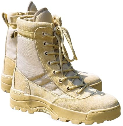 Hhhchpm Boys and girls hiking boots summer camp waterproof anti-collision non-slip desert boots military fan shoes children's hiking shoes (Sand,2.5)