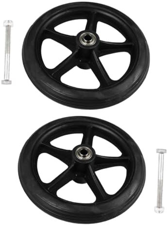 SHOWERORO 2pcs 7-inch Wheelchair Front Wheels Replacement Solid Tires Anti-slip Spare Wheel Assembly for Wheelchair and Walker Rollator Accessories
