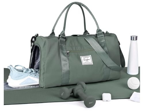 HYC00 Sport Duffel Bag Damen Handgepäck Sporttasche für Damen Herren mit Nassfach & Schuhfach, Reisetasche Damen Weekender Gym Travel Duffel Bags Schwimmtasche Yoga Bag Trainingstasche,Armeegrün
