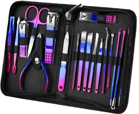 Kit de cortaúñas, juego de cortaúñas - Set de Manicura de Acero Inoxidable 18X - Juego de corte de uñas para hombres y mujeres, herramientas para el cuidado de uñas con estuche