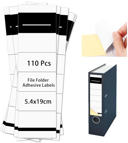 110 Stück Ordnerrücken Selbstklebend, 5.4x19cm Ordnerrücken Aufkleber Weiß, Ordner Etiketten Selbstklebend, Breit Ordner Rückenschilder für Büro, Bibliothek, Familie, Archivierung