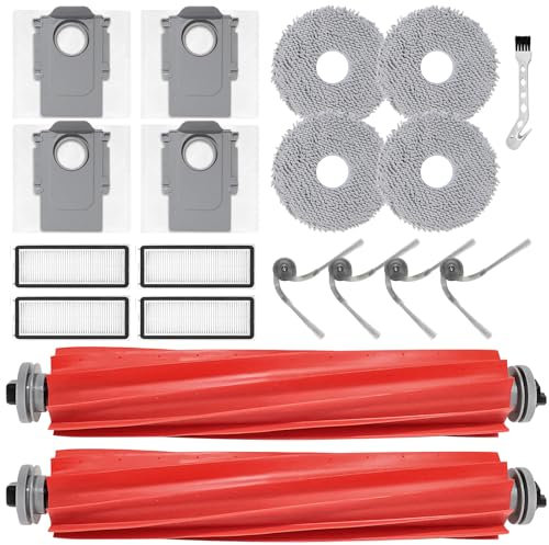 KiimSin Pièce de rechange pour Roborock QV 35A / QV 35S / QR 798 / QR 598 aspirateur robot accessoires, 2 brosse principale, 4 Chiffon, 4 sacs à poussière, 4 filtres, 4 brosses latérales