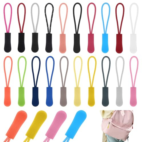 Zipper Pulls, 50 PCS Multicolor Zip Tags Decorative Nylon Cord Pull Extender Non-slip Zipper Puller Tabs Charms Zip Puller Replacement Repair Kit for Bags, Backpacks, Luggage, Clothes, Purses, Jackets