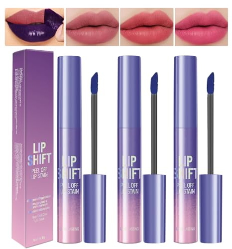 3 Colors Lip Stain Peel Off - Long Lasting, Waterproof and Transfer Proof Pink Lip Tint, Matte Finish Peel Off Lip Makeup for woman