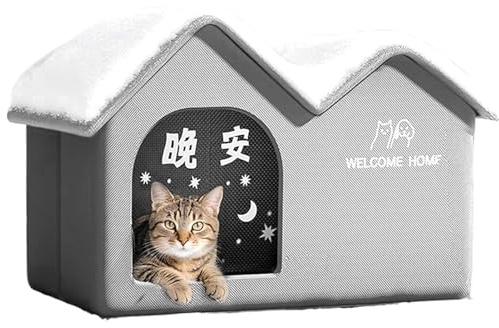 Cabaña para gatos al aire libre para el invierno, casa plegable y cerrada para perros | Refugio para gatitos por clima frío, para padres de animales salvavidas trasero jardín parque
