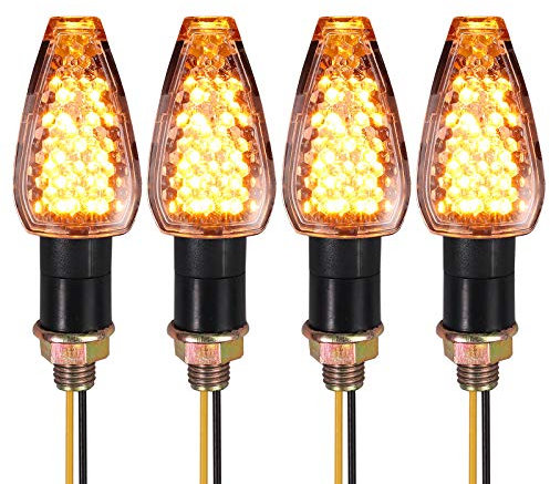 4X 14LED Mortoradblinker Miniblinker Biegbar Bernstein Licht mit E-Mark IP65 Wasserdicht Lauflicht für M10 12V Motorrad Blinkleuchte Blinker Lampe Signal leucht für Straßenfahrrad Off Road Chopper