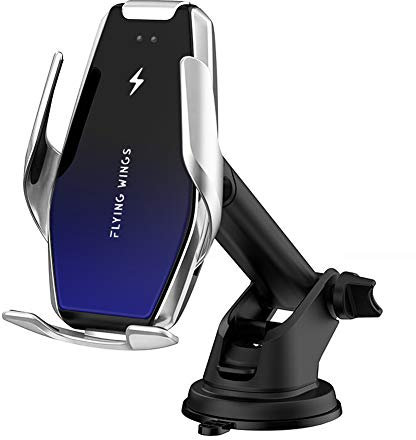 YIANERM Supporto Caricabatteria Wireless per Auto con Bloccaggio Automatico, 2 in 1 Qi 15W/10W/7.5W Presa d'Aria/Cruscotto Supporto Telefono compatibile con iPhone 8P/X Samsung Galaxy S9+ (argento)