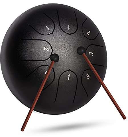 INMAKER Zungentrommel,6 Zoll 8-Stimmige Steel Tongue Drum mit Trommelschlägeln Musikbuch,Stahlzungentrommel für Erwachsene Kinder Musikunterricht Yoga