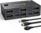 KVM Switch 2 PC 2 Monitore 8K@30Hz 4K@144Hz, Dual Monitor KVM Switch DisplayPort 1.4 mit 4 USB 3.0 Ports für 2 PC/Laptops, Support Extended & Copy Mode, mit DP+USB-Kabel und Desktop Controller