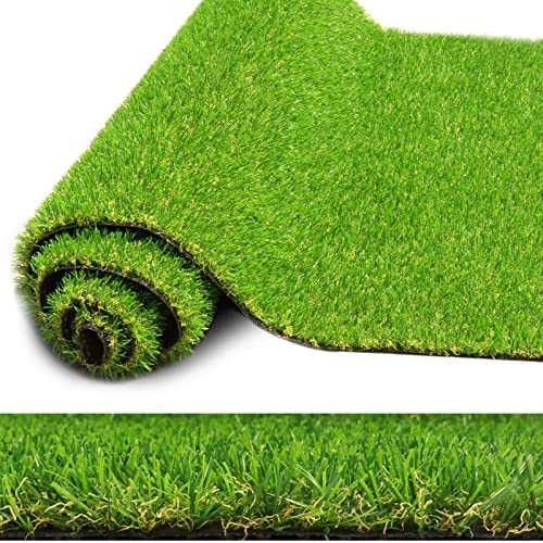 Realistic Artificial Grass Rug 3 FT x 5 FT Fake Faux Turf Grass, 0.8 Indoor Outdoor Patio Garden Lawn Landscape Balcony Synthetic Grass Mat, 4-Tones, Drain Holes, Rubber Backing