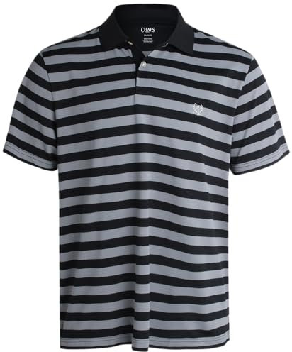 Chaps Herren-Poloshirt – Dry Fit Performance Kurzarm Golf-Poloshirt für Herren (S-2XL), Streifen, Schwarz, Mittel