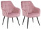 simpa 2PC Pink Velvet Modern Contemporary Tub Accent Dining Chairs